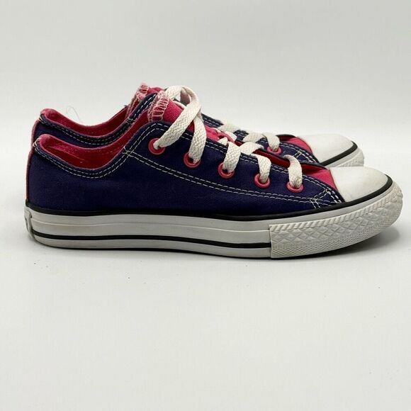 Converse All Star Chuck Taylor Low Lace Up Sneakers - Purple Pink Double Tongue - Picture 1 of 11